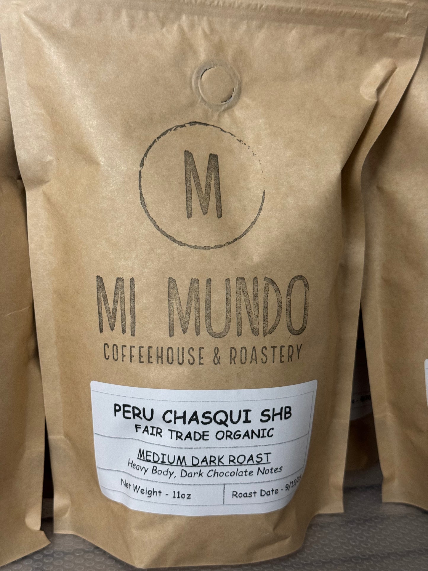 Organic Peru Dark Roast Coffee beans - 11 oz