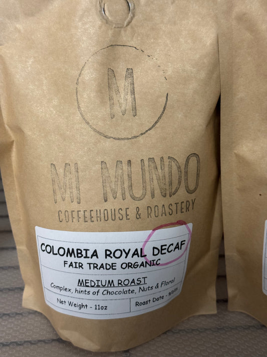 Organic Columbia Decaf Medium Roast Coffee Beans - 11 oz