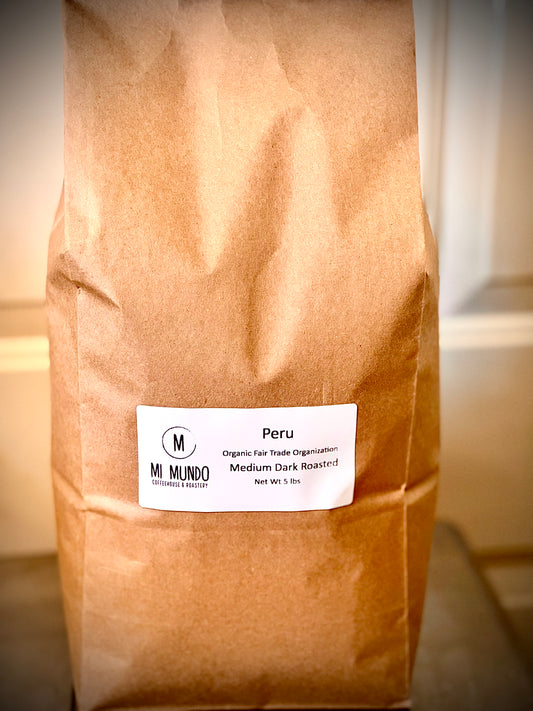 Organic Peru Dark Roast Coffee beans - 5 Lbs