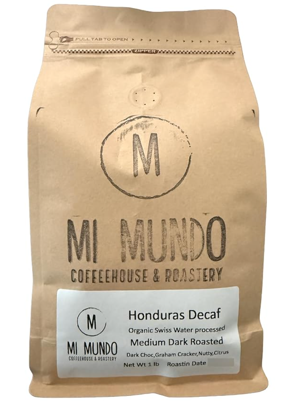 Organic Honduras DECAF Medium Roast Swiss water processed - 1 lb